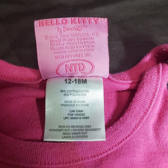 Hello Kitty Long Sleeve One Piece By Sanrio 12-18 Month Size 2014 Collectable - Picture 5 of 5